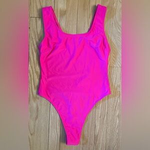 NWT High Cut One Piece Swimsuit Bodysuit for Women, Hot Pink, Sz Medium